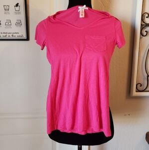 DownEast Basics Hot Pink Pocket Tee Size XS